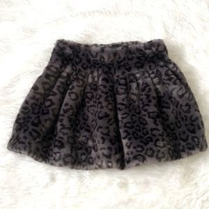 Lili Gaufrette Faux Fur Animal Print Skirt, Made in France Size 8 NWT